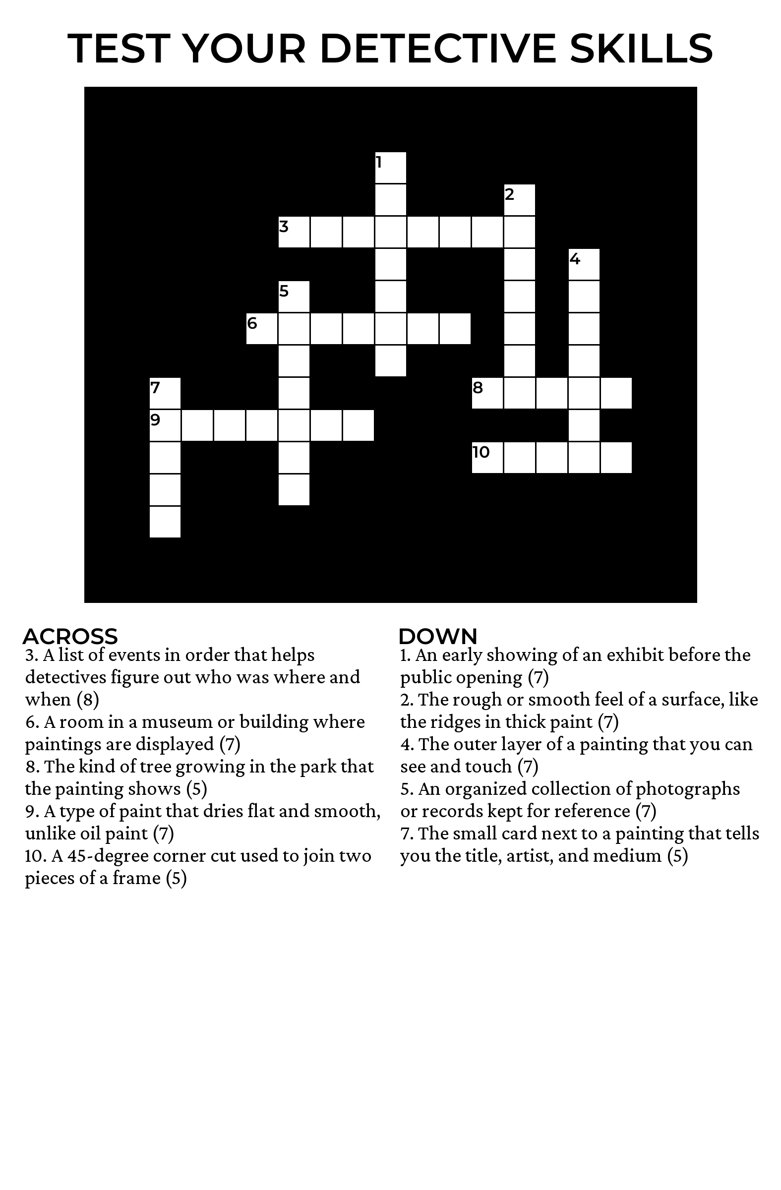 Crossword — Test Your Detective Skills